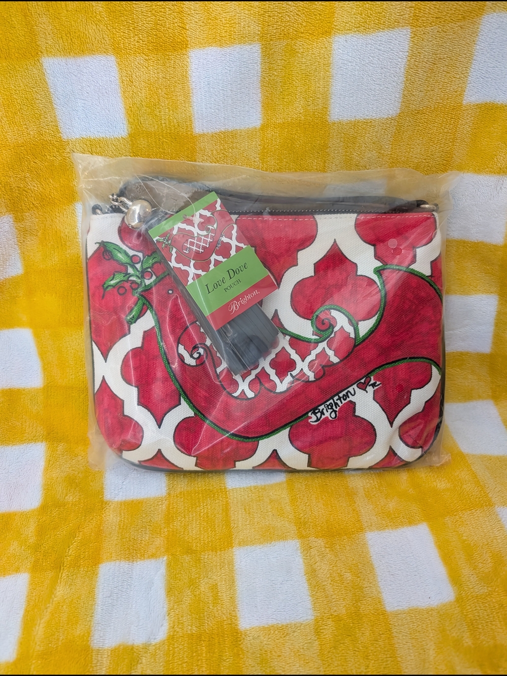 Brighton Red and White Printed Crossbody Pouch
